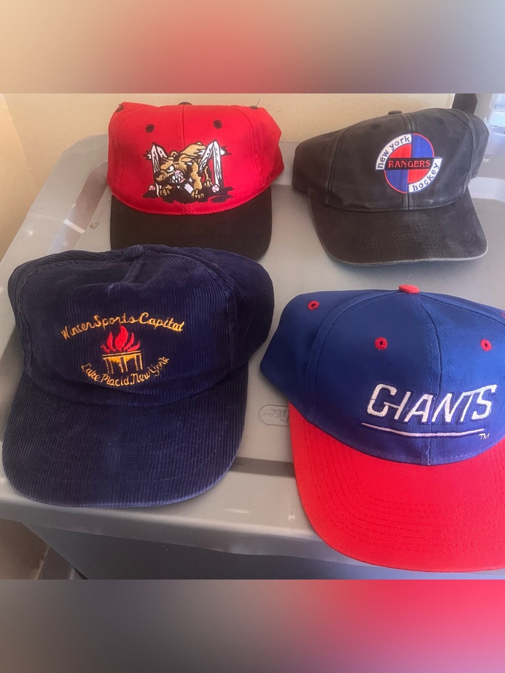 4 vintage new york snapback hat bundle cord giants rangers batavia muckdogs